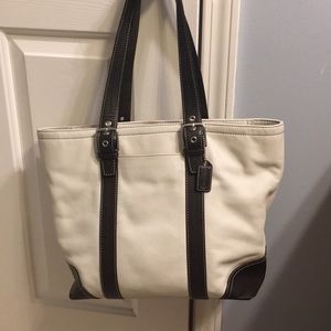 Coach bag, cream and brown, leather